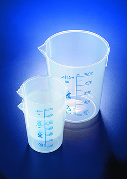 AZLON TAPERED BEAKER BPB0100P POLYPROPYLENE PRINTED GRADUATIONS
